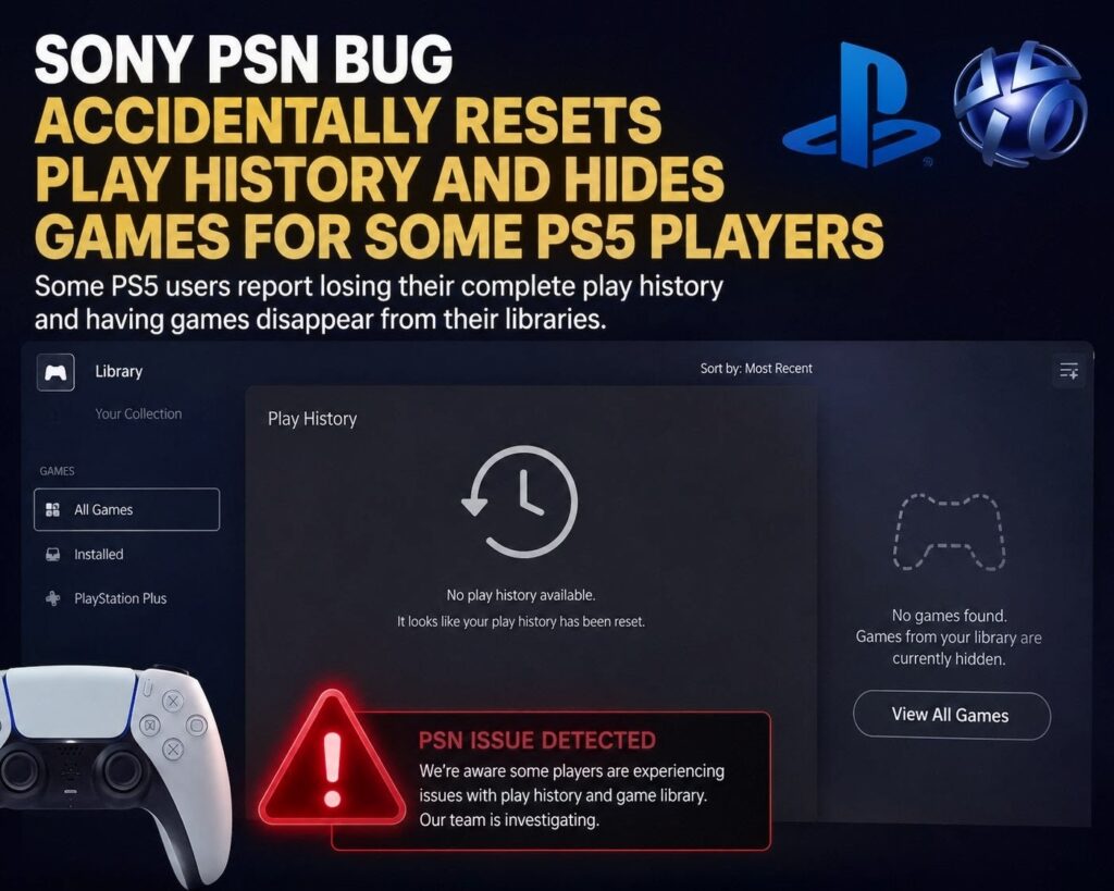 Sony PSN Bug Accidentally Resets Play History and Hides Games for Some PS5 Players